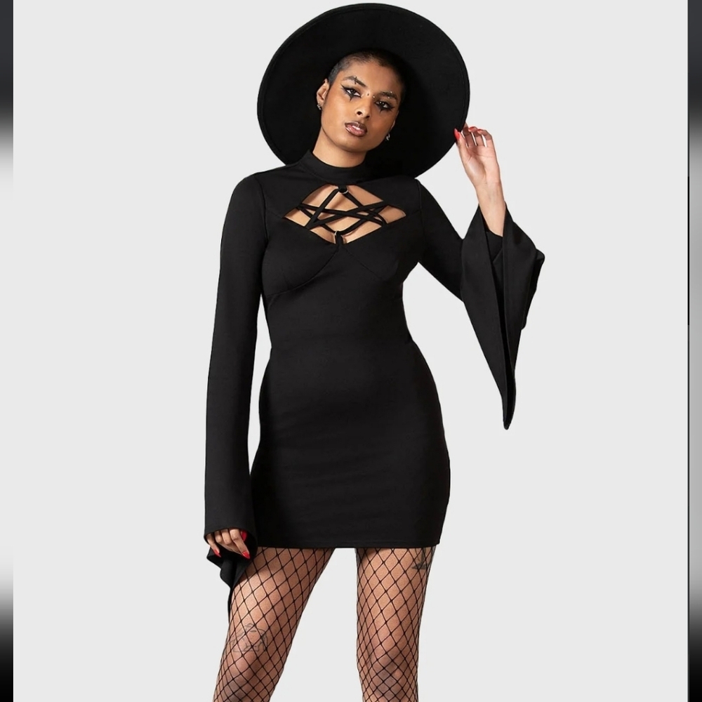 Killstar Gothic Black Long Sleeve Dress